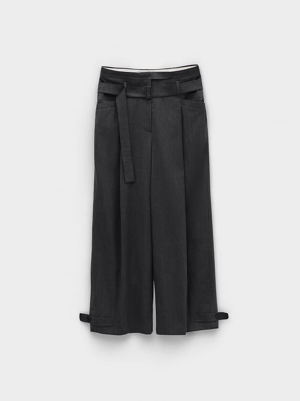 Double Waist Trousers_Melange Grey