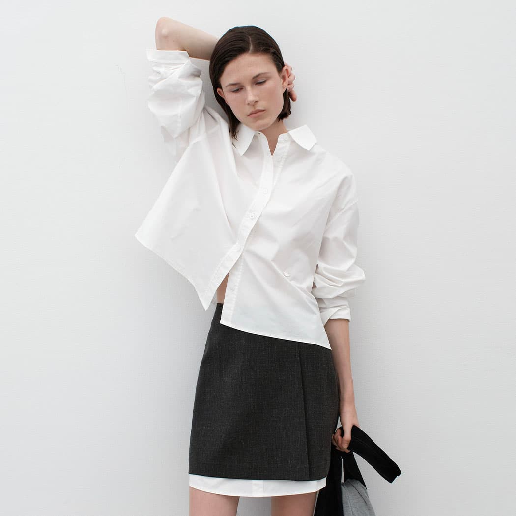 (SK-5041)MOA SHIRT LAYERED MINI SKIRT