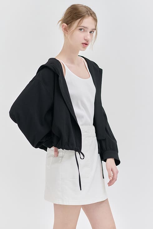25N summer hoody crop shirts [BK]
