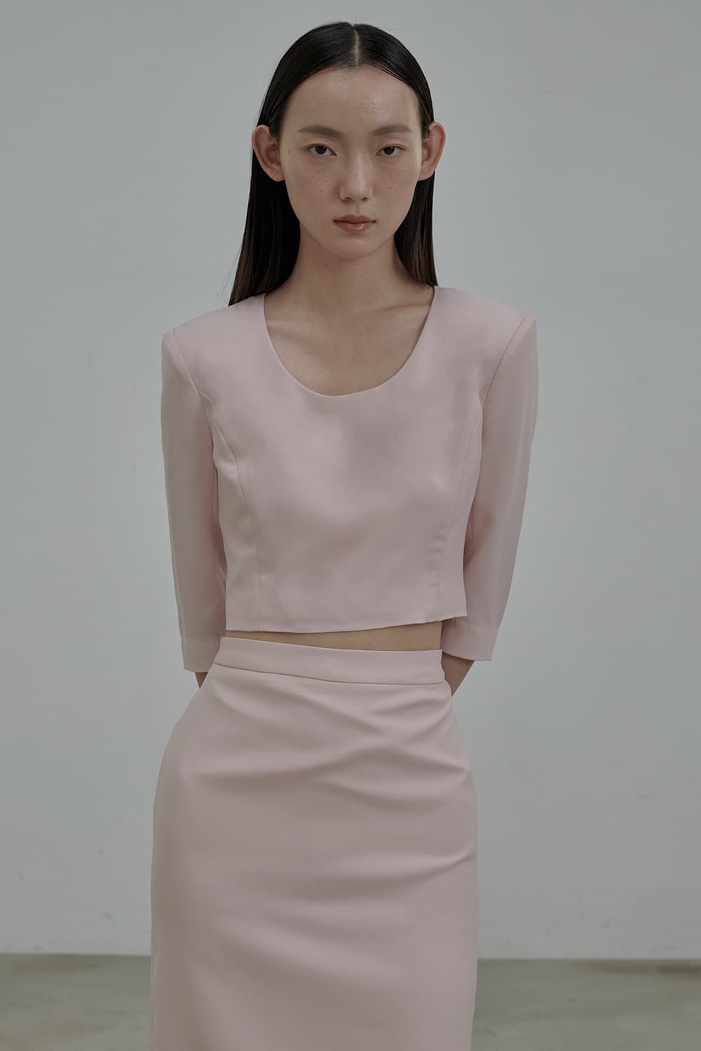 Dominic Round Neck Blouse Top - Dusty Pink