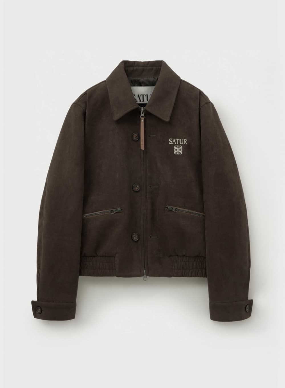 (W) Teo Faux Suede Short Jacket - Dark Brown