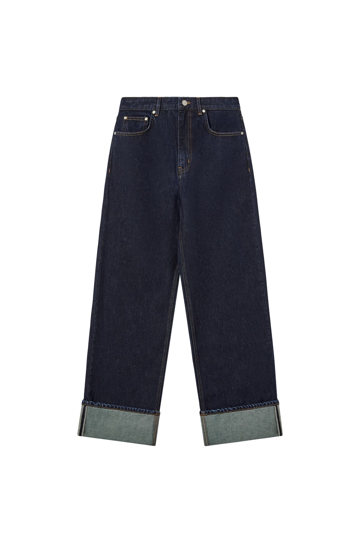 ROLL-UP WIDE JEANS - BLUE