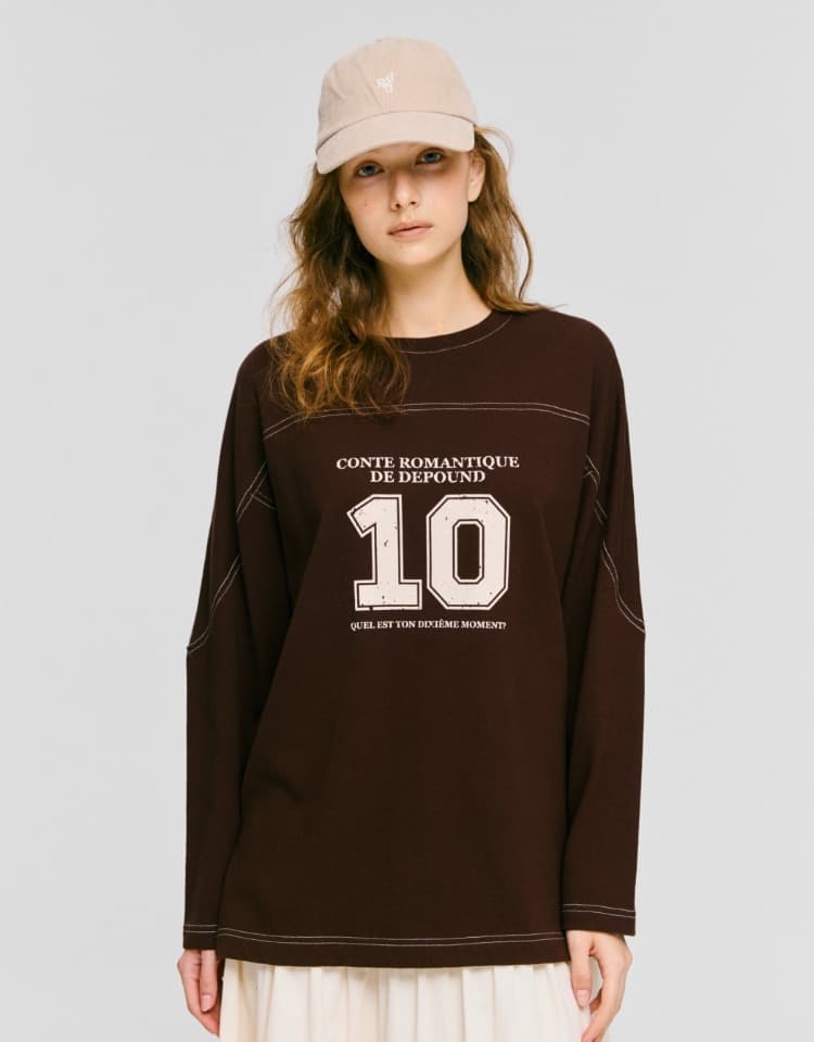 (10th) stitch point graphic t-shirt - brown