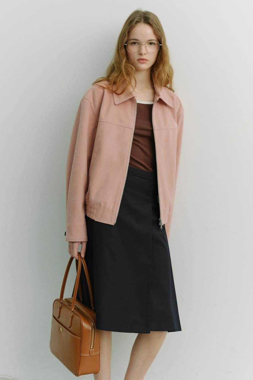 UNISEX ALTER-SUEDE COLLARED BLOUSON SOFT PINK_UDJU6A107P1
