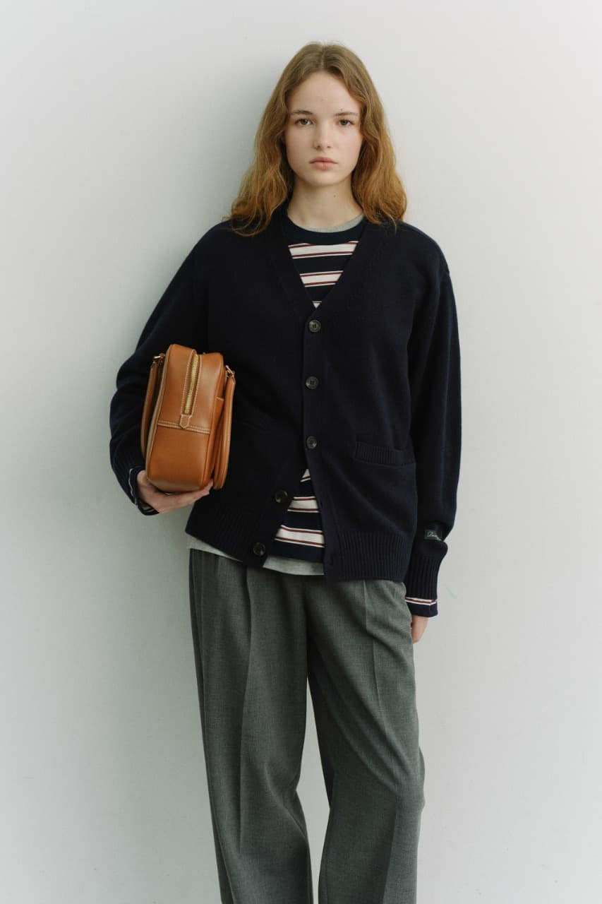 UNISEX BOYFRIEND KNIT CARDIGAN DARK NAVY_UDSW6A102N3