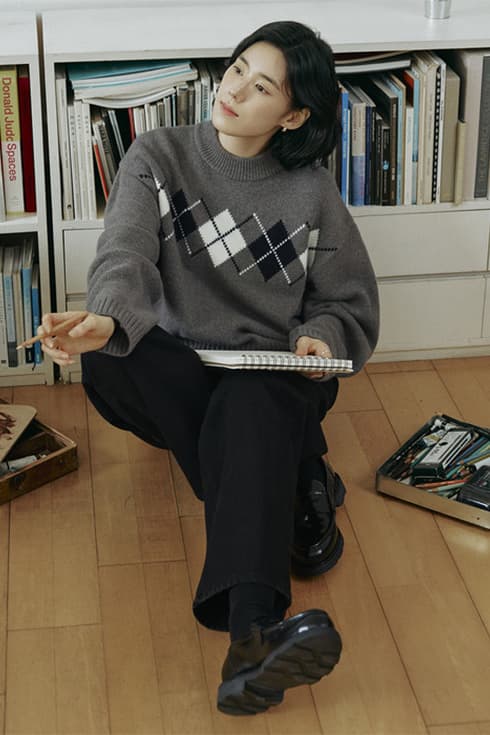 25WN argyle knit pullover [CHA]