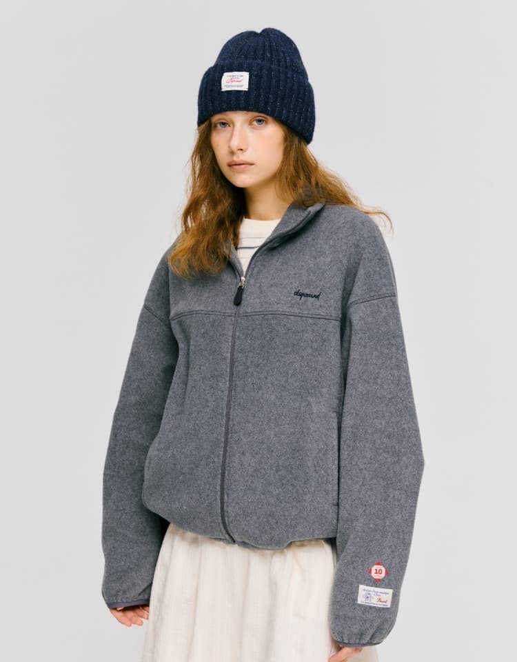 (10th) graphic fleece zip up - grey