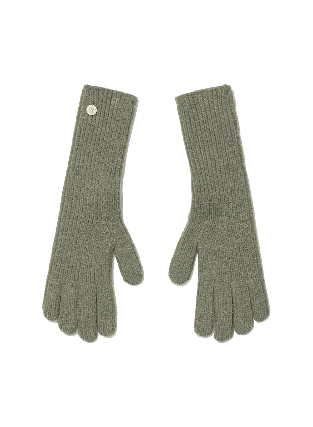 RIBBED FINGER HOLE KNIT GLOVES_KHAKI GREEN