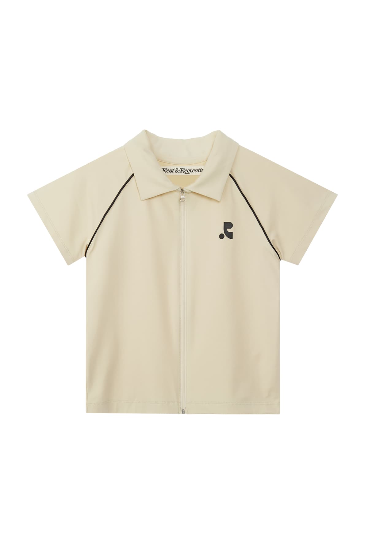 COLLAR ZIP-UP TOP - CREAM