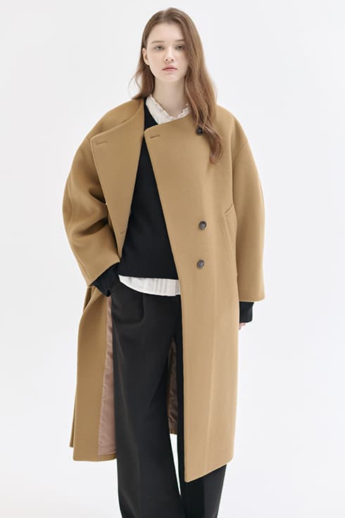 24WN collarless volume coat [CA]