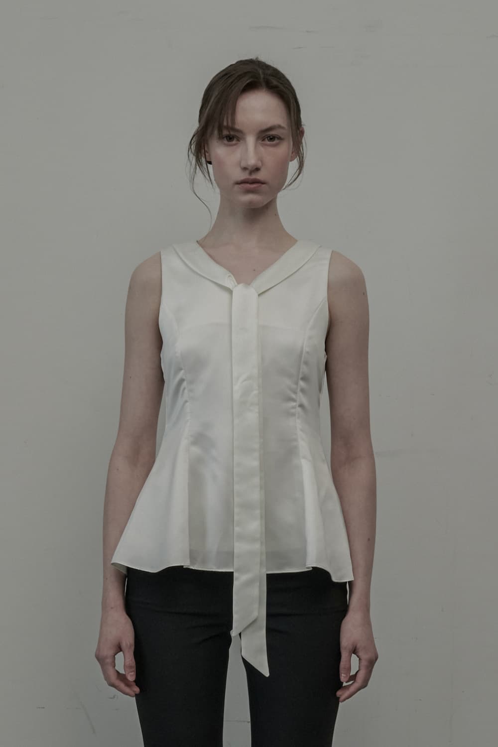 Satin Scarf Blouse Top - Ivory