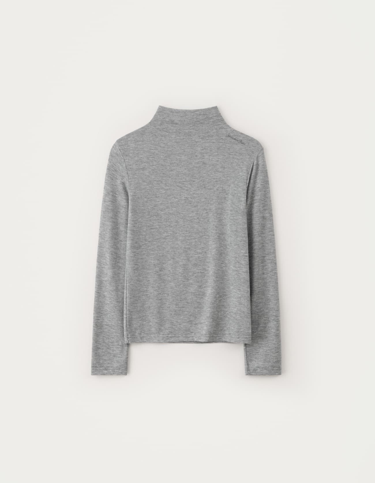 Lettering Turtleneck Top - Grey