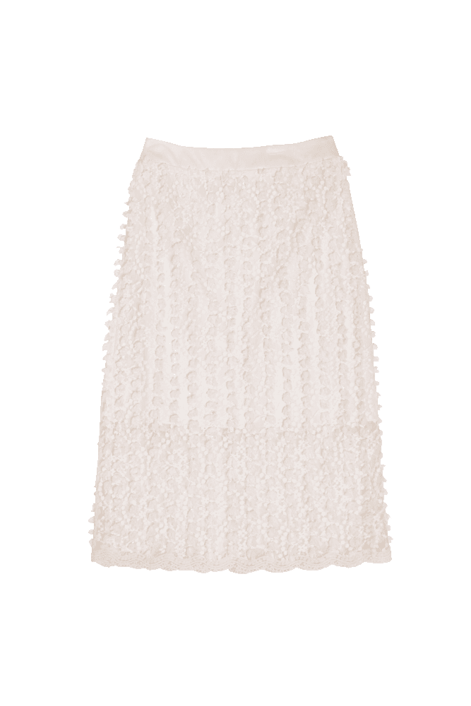 Petal Lace Midi Skirt (Ivory)