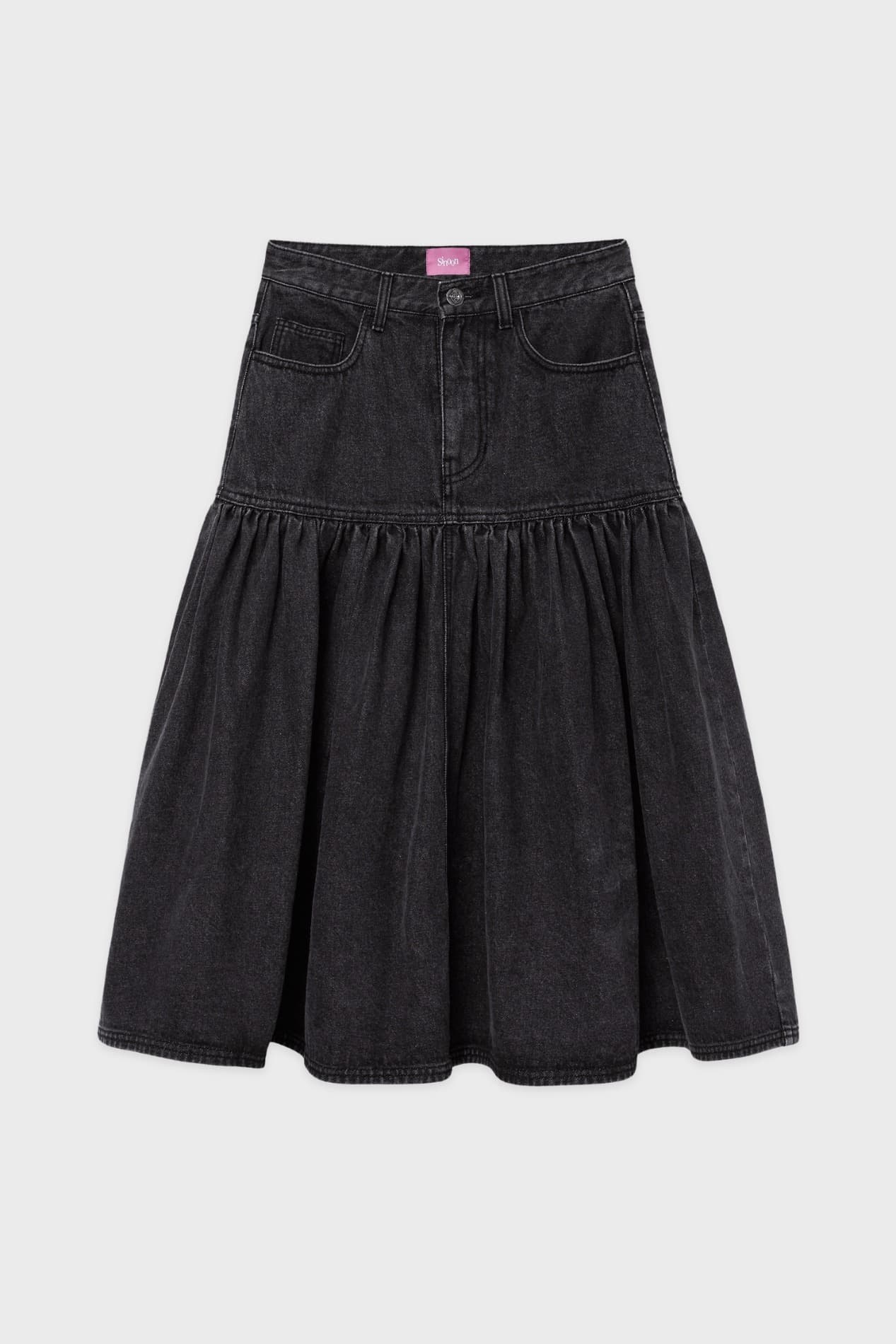 SN Flare Denim Skirt (Black)