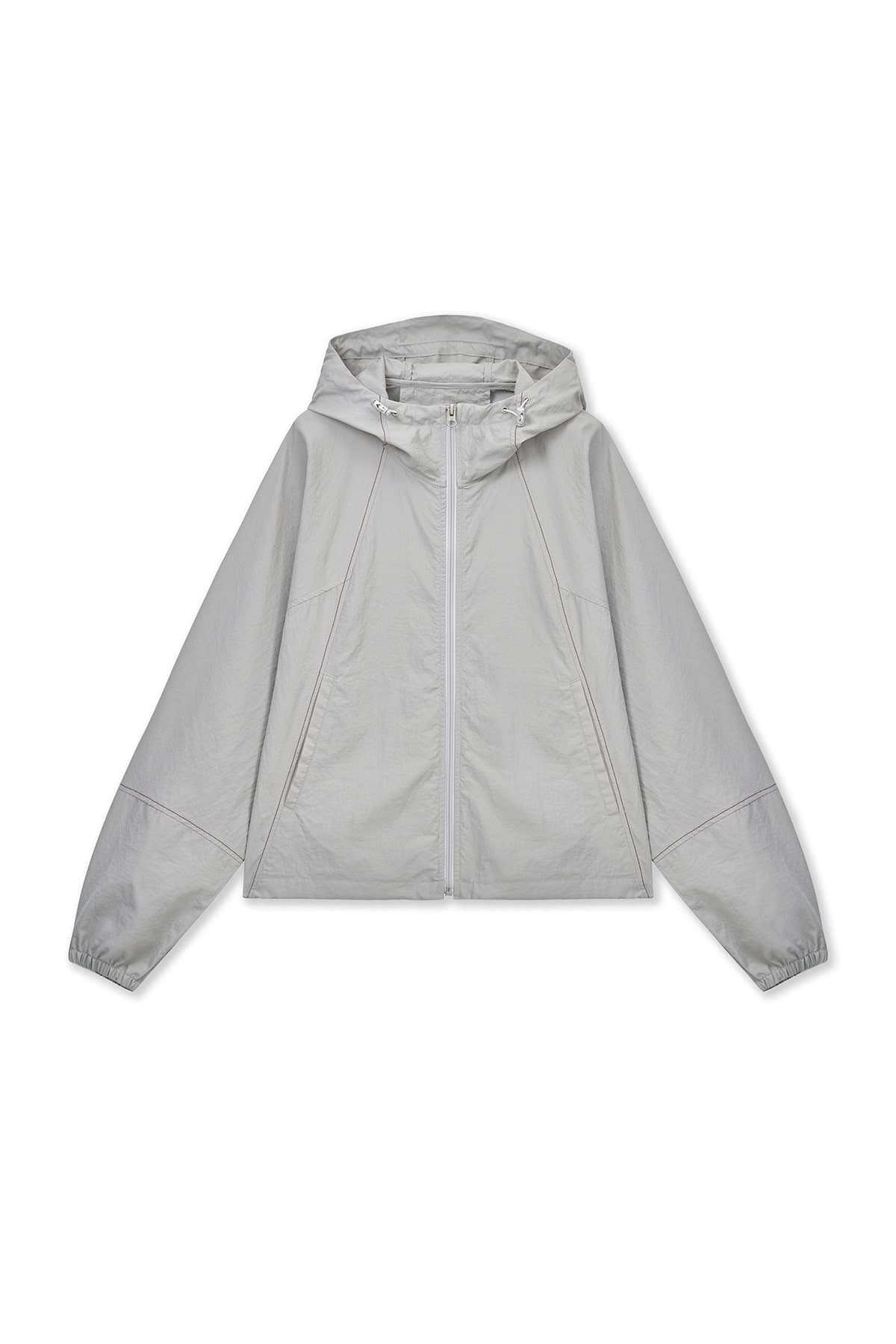 CROPPED BACK LOGO HOODY WIND BREAKER IN LIGHT BEIGE