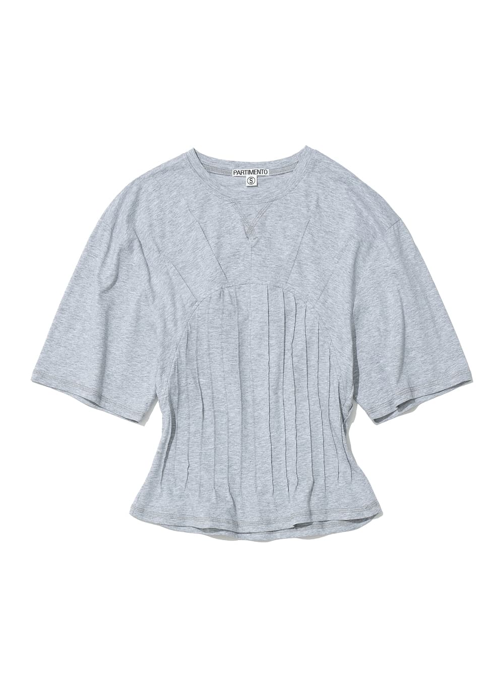 PINTUCK CORSET PANEL SHORT SLEEVE TEE_MELANGE