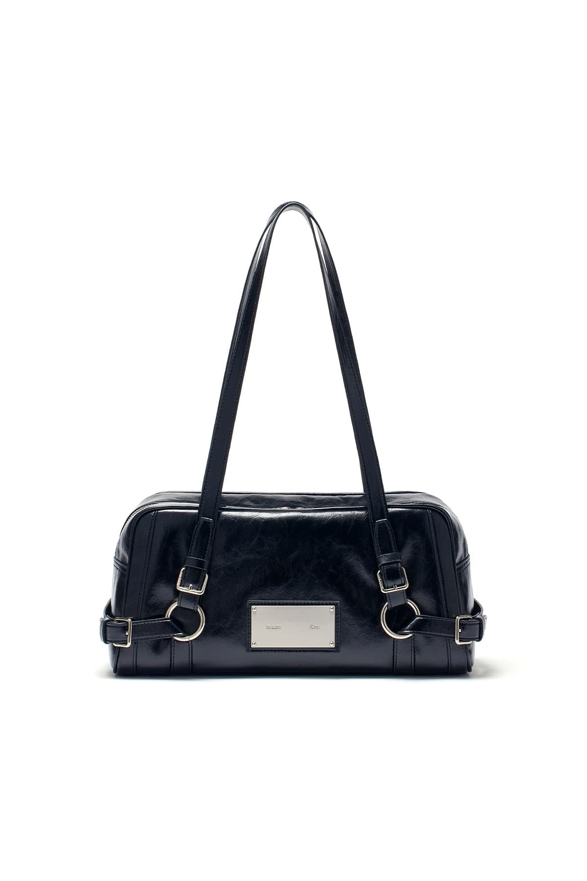 BIKER DETAIL MEDIUM SHOULDER BAG IN BLACK