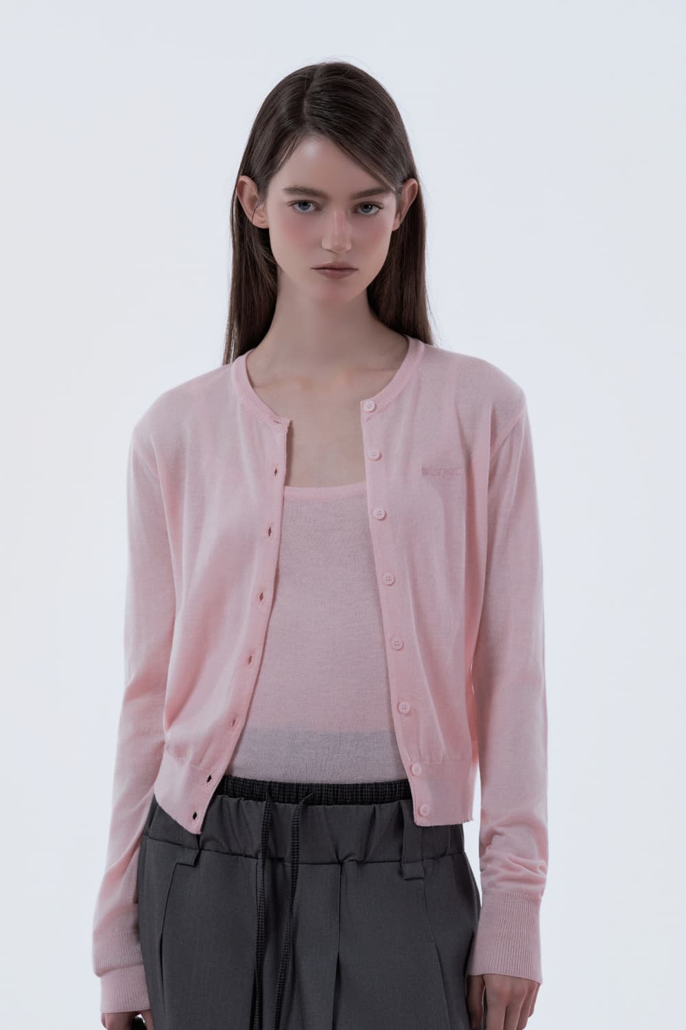 Cardigan & Lace Trim Sleeveless Knit Top Set - Pink
