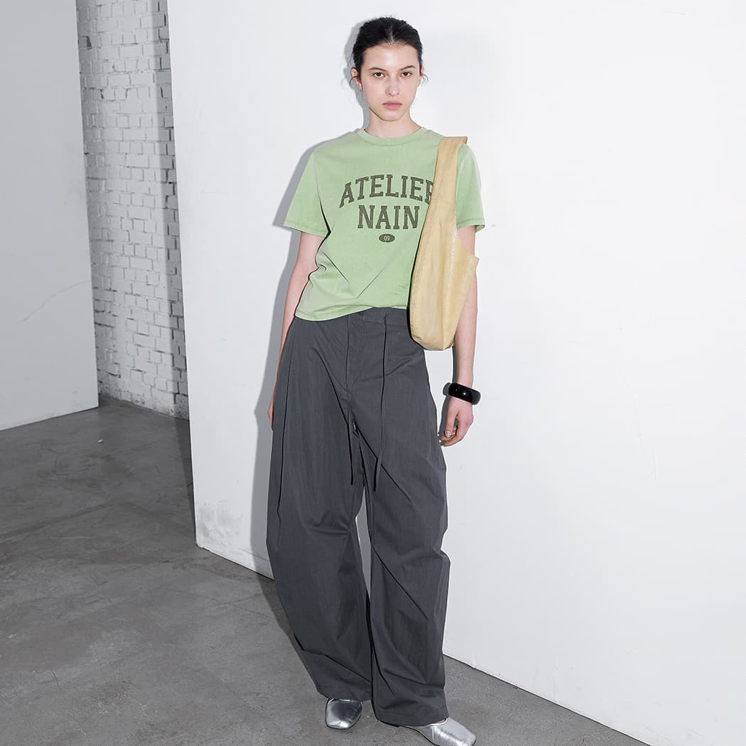 (PT-5771)TUCK CURVED BANDING COTTON PANTS