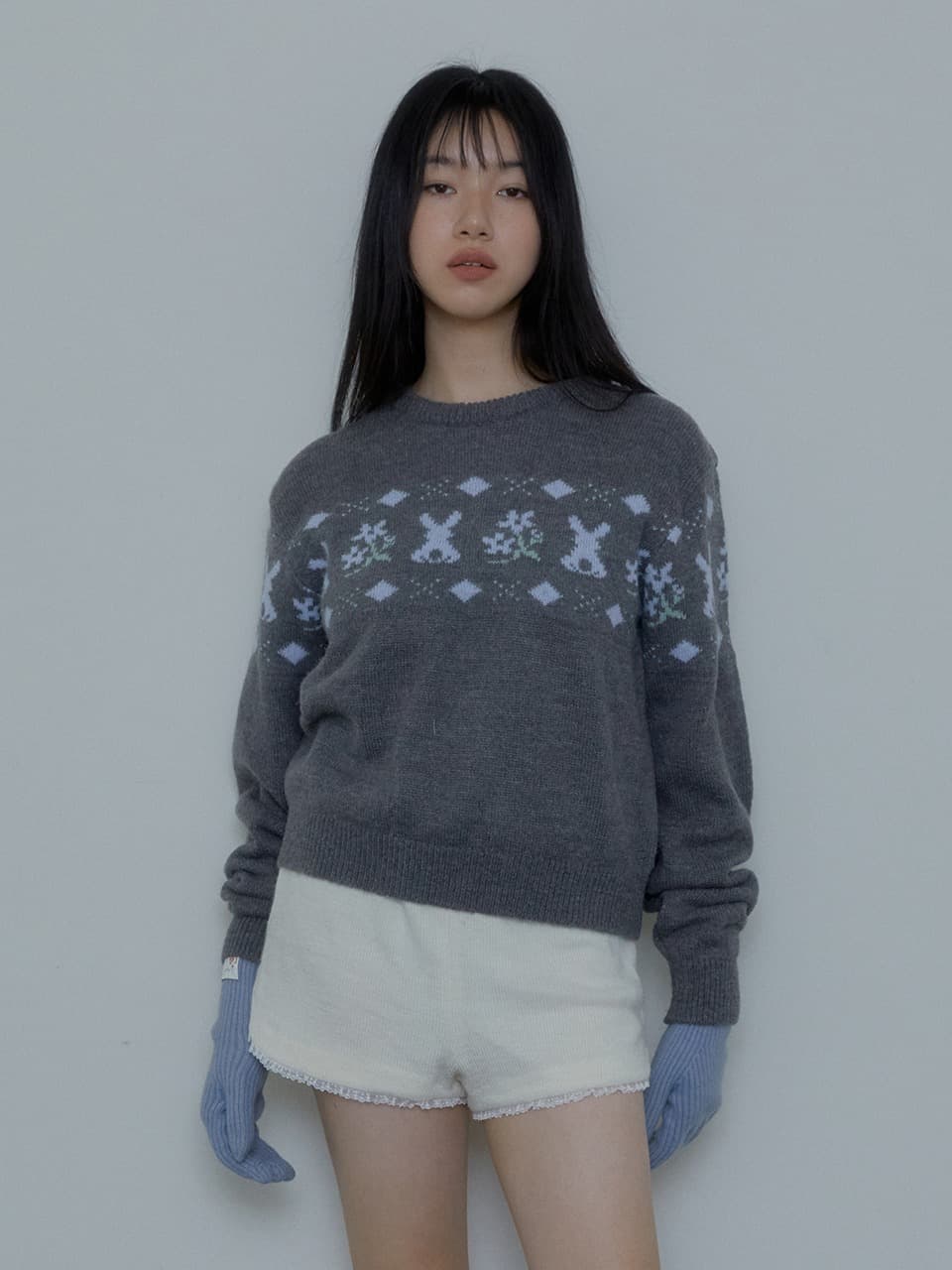 LACE KNIT SHORTS (CREAM)