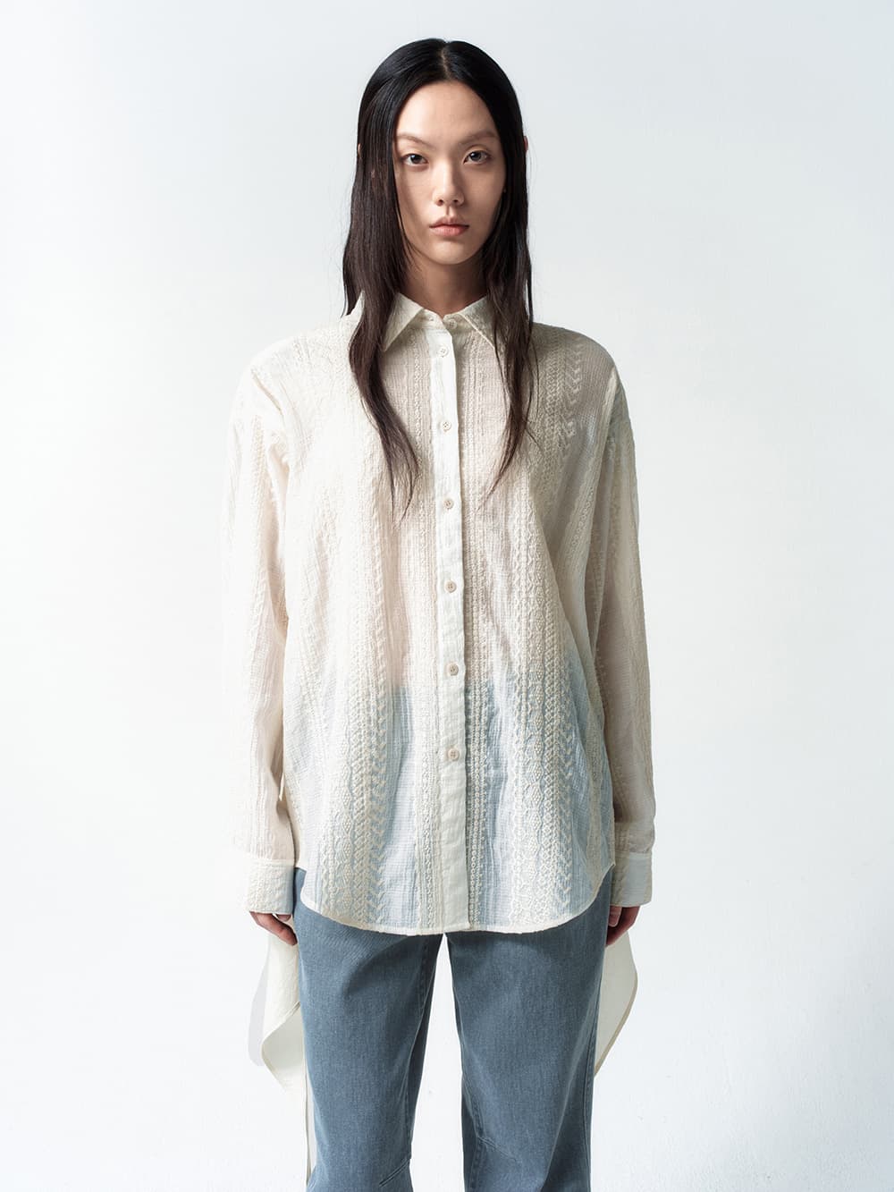 레이스 타이드 셔츠 IVORY