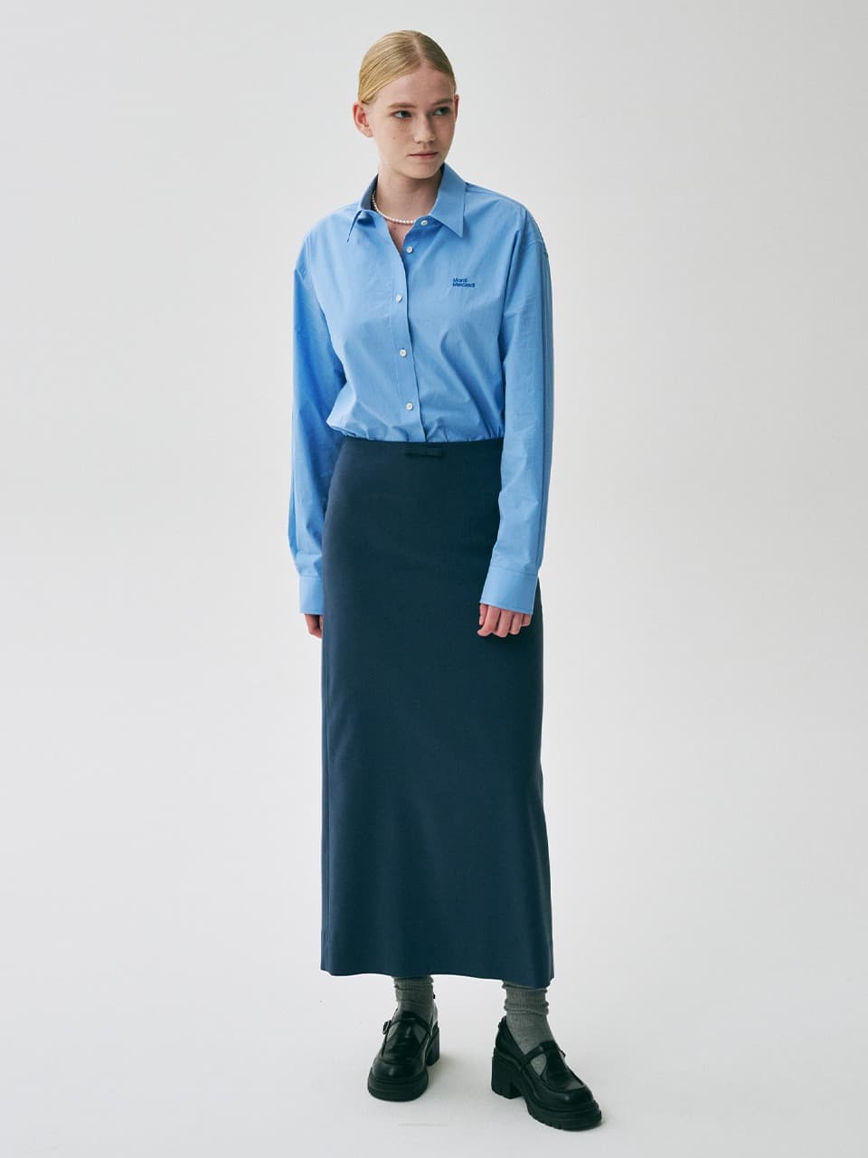 MAXI SKIRT SLIT_BLUE