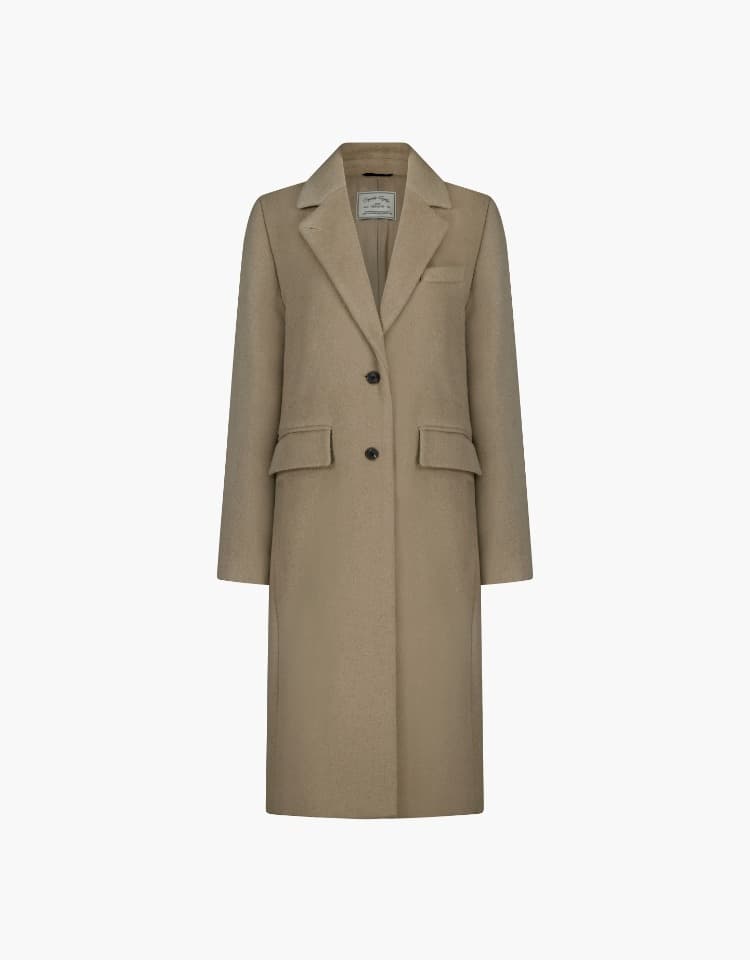 cashmere wool single coat - beige