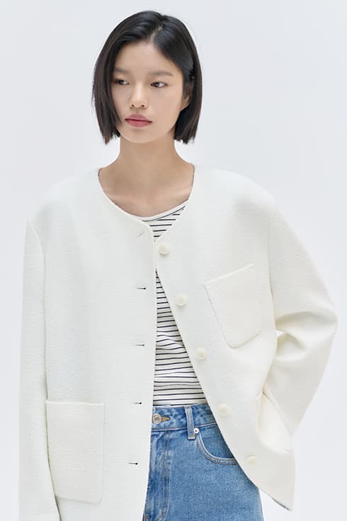 25SN relax-fit tweed jacket [WH]