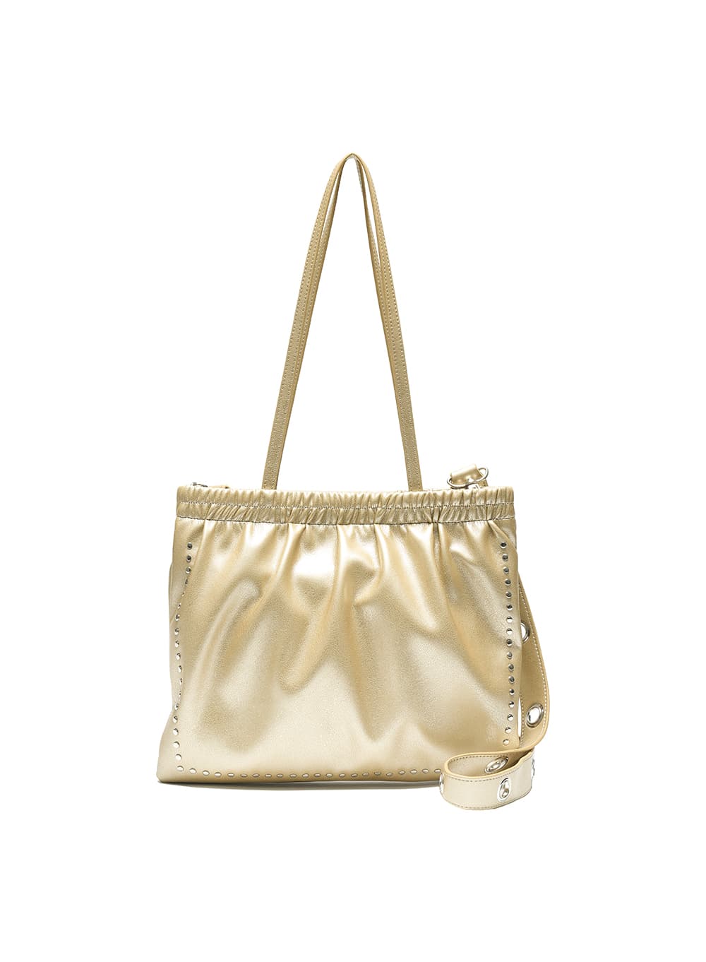 2WAY STUDED SHIRRING FLAT BAG_GOLD
