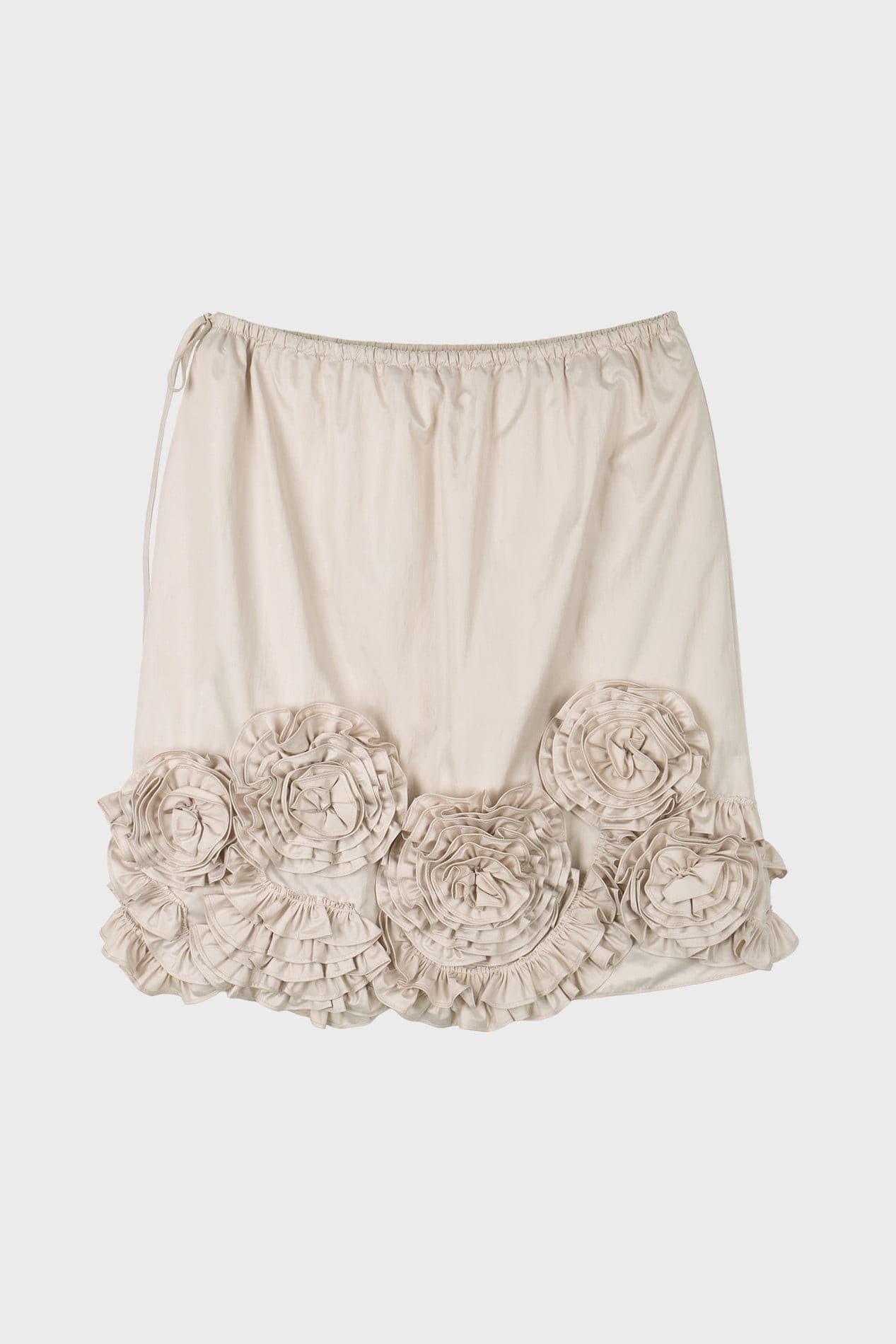 Rose Frill Midi Skirt (Light Beige)