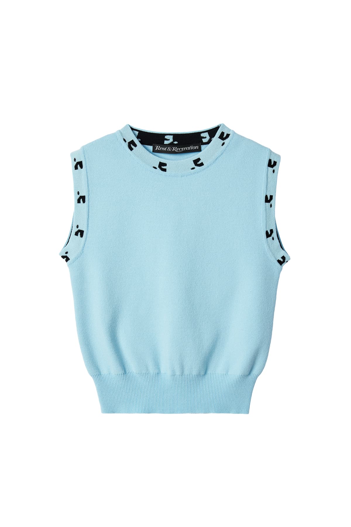 RR LOGO SLEEVELESS KNIT TOP - SKY BLUE