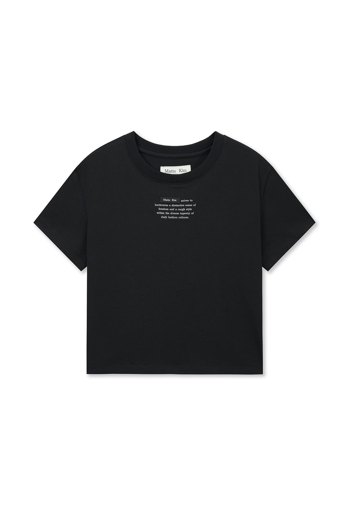 LABEL POINT LETTERING CROP TOP IN BLACK