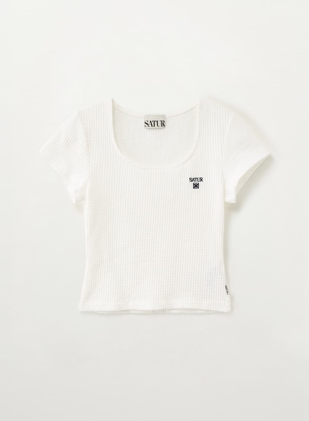 (W) Square Neck Crinkle T-shirt - White