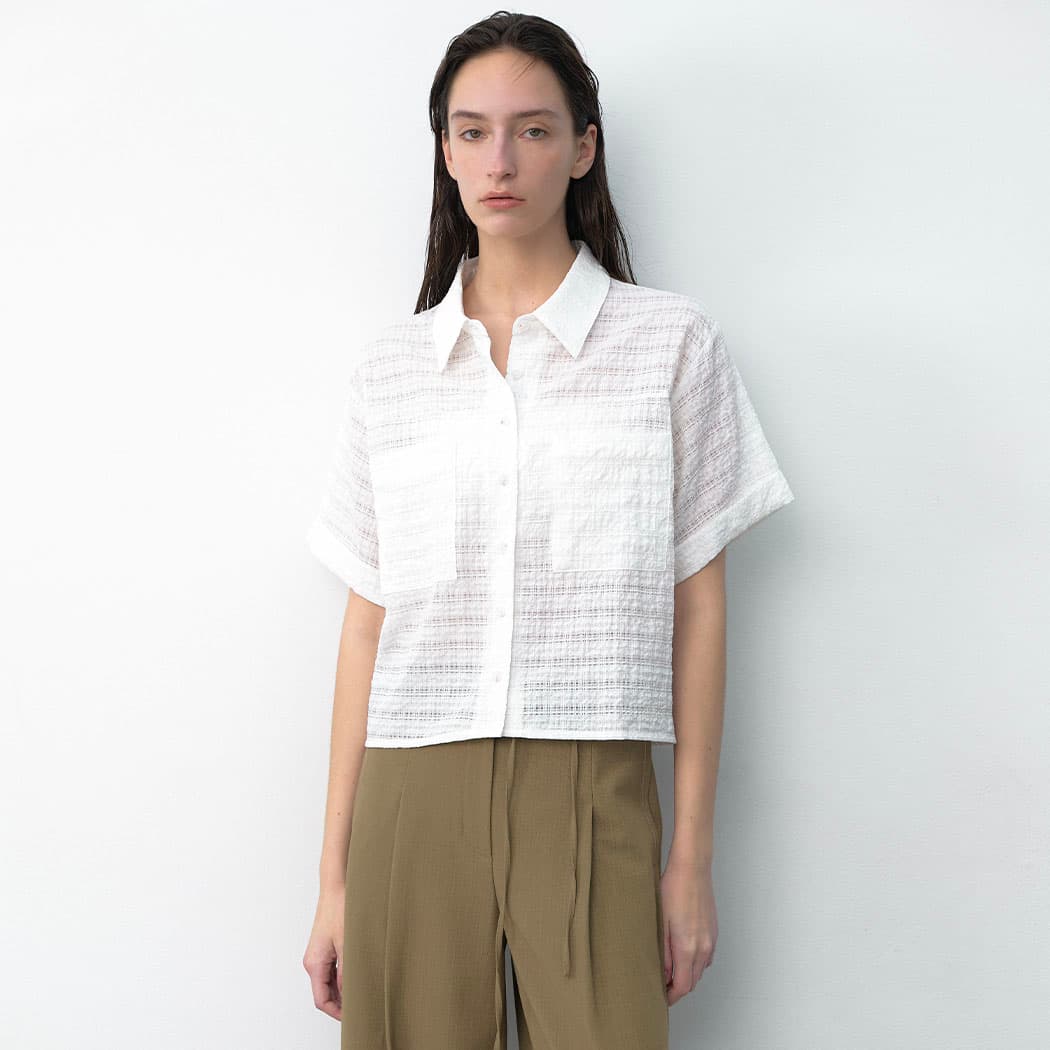 (BL-4348)ESSENTIAL SEERSUCKER POCKET SHIRT