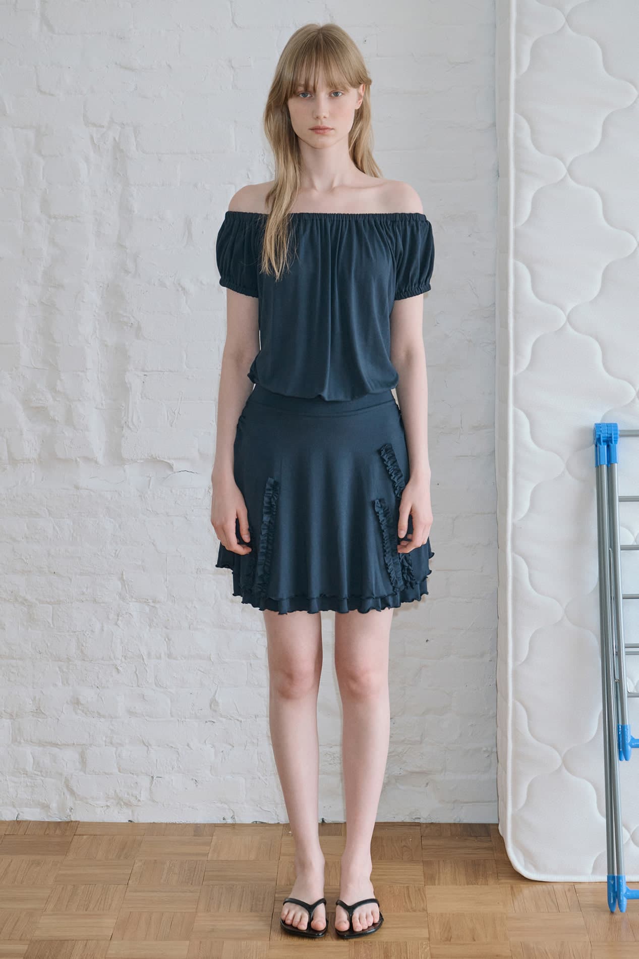 Drape Jersey Mini One-Piece (Navy)