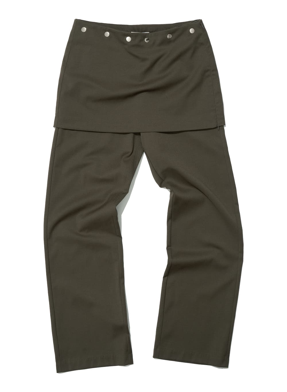 (SET) MULTIWAY METAL POINTED WRAP SKIRT PANTS_KHAKI
