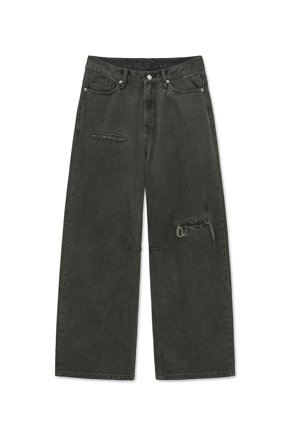 BACK LOGO WIDE DENIM PANTS IN CHARCOAL