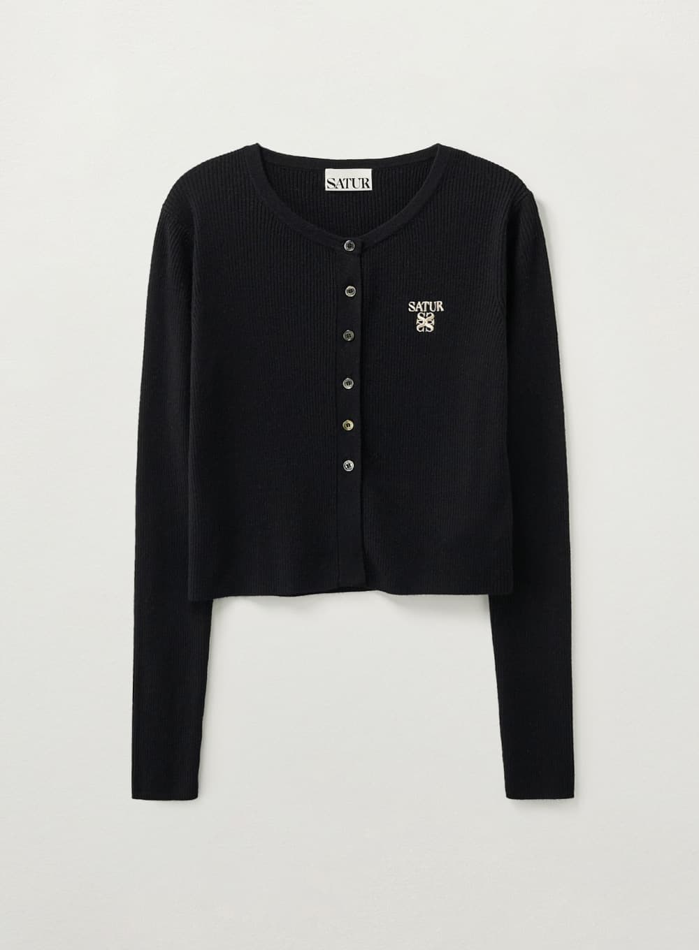 (W) Plain Long Sleeve Cardigan - Black