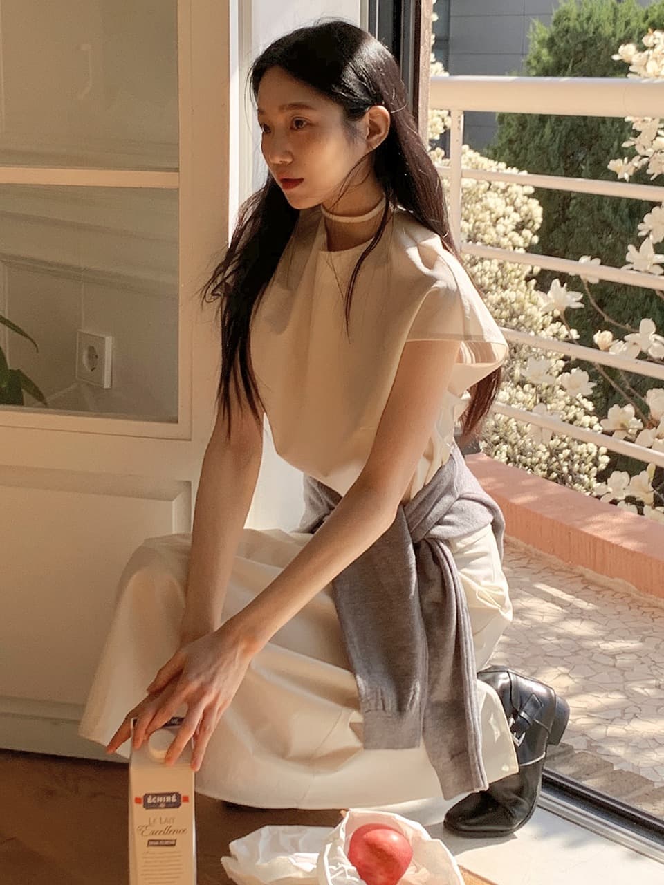 Breeze cap sleeve blouse (2colors)
