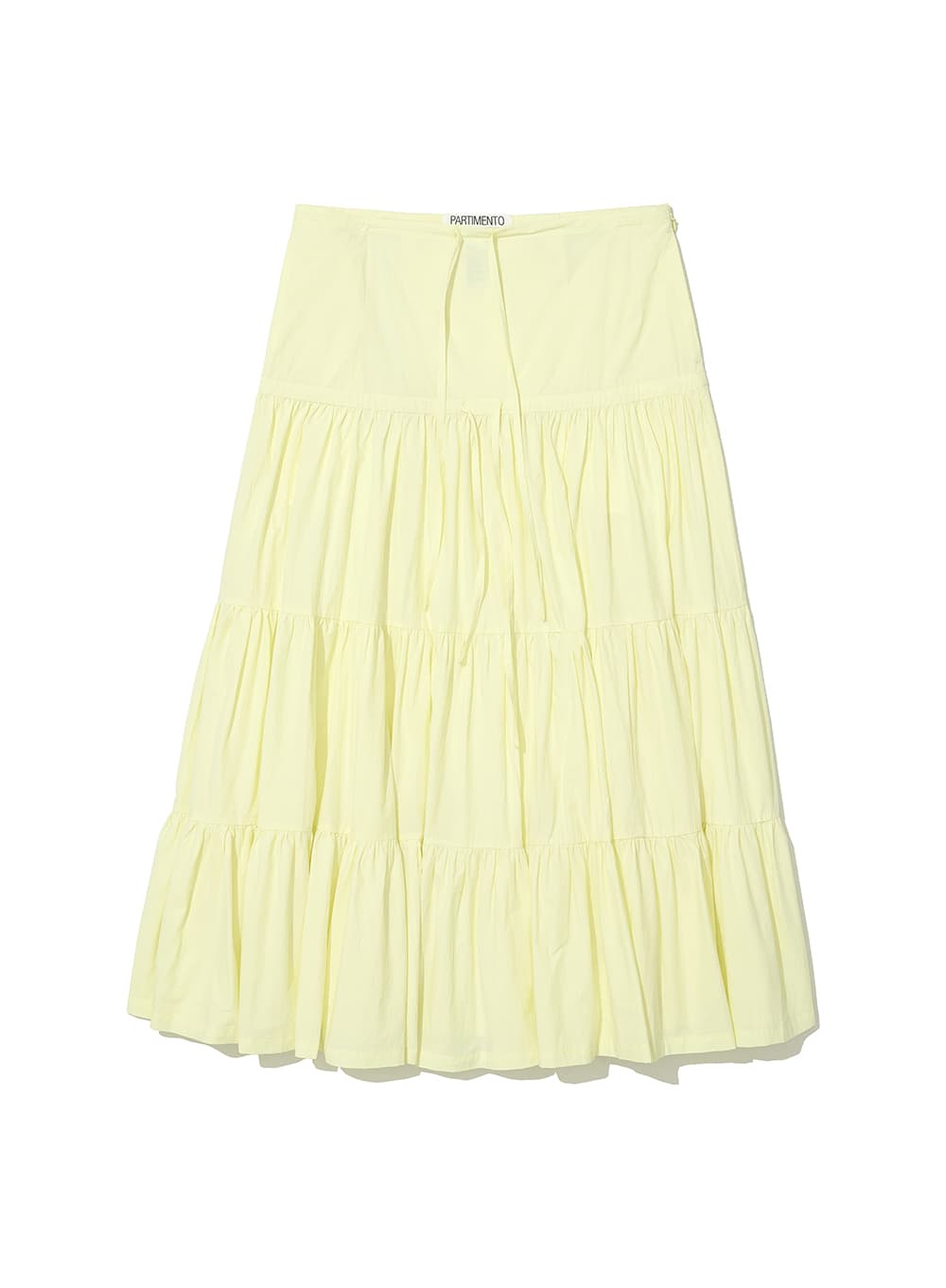 BOW STRAP SHIRRING TIERED MAXI SKIRT_LEMON