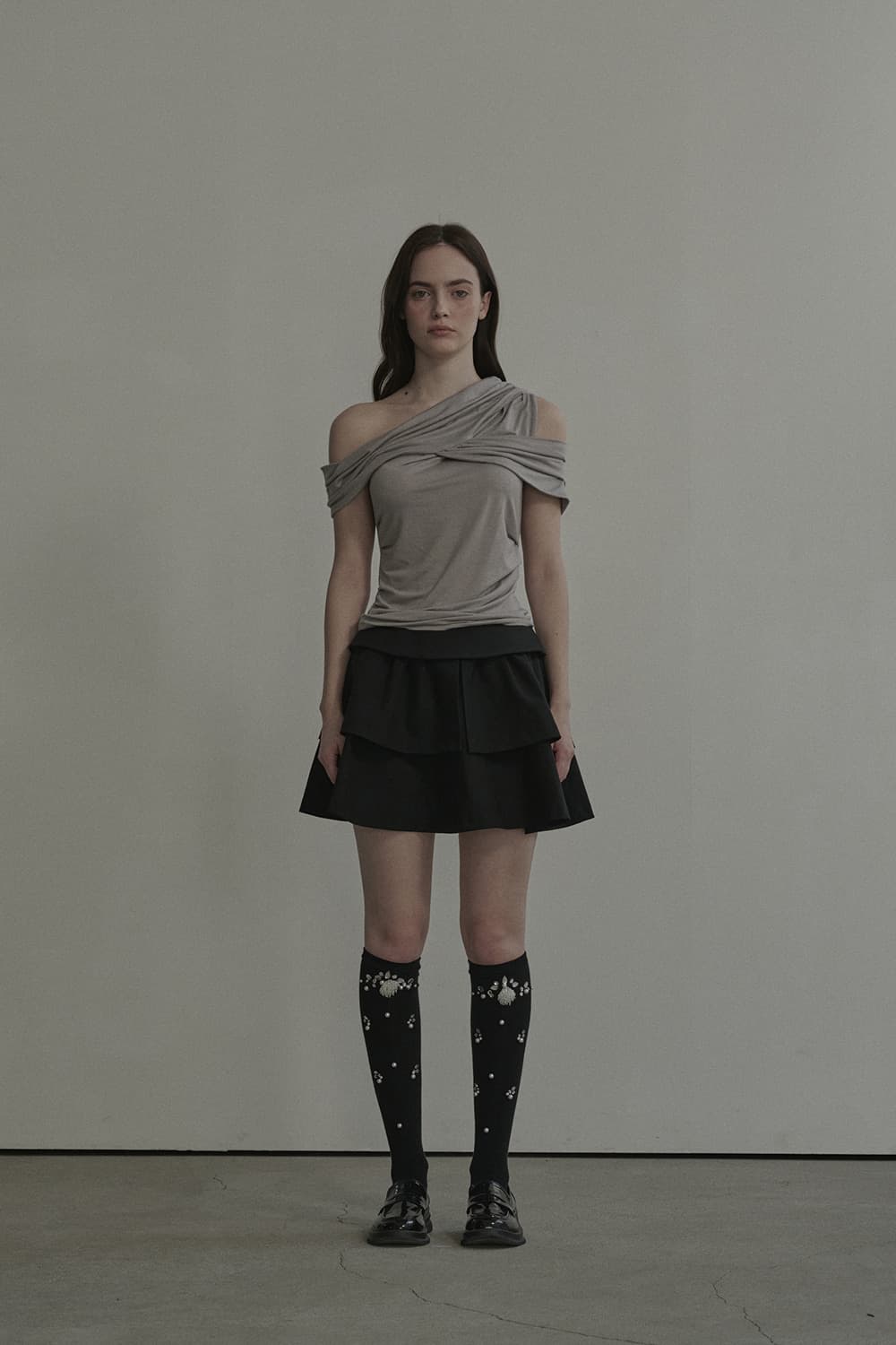 Slit Cancan Suit Skirt - Black