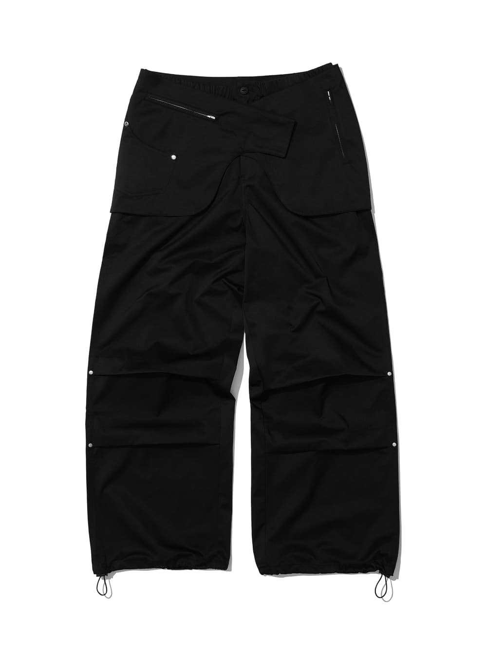 2WAY BELTED LAYERED PARACHUTE PANTS_BLACK