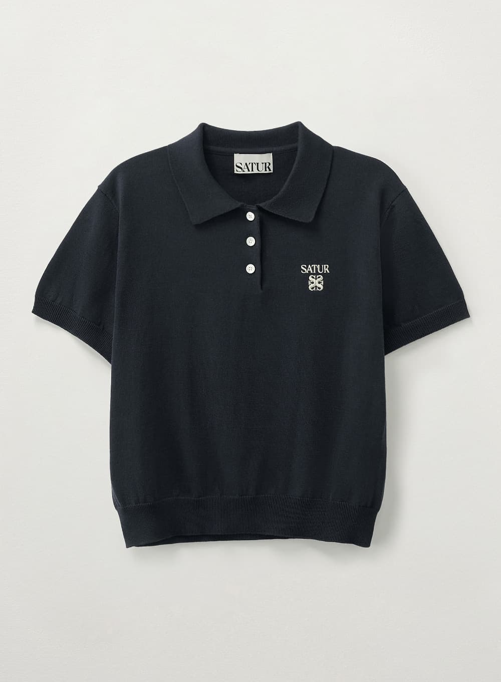 (W) Fine Half Pique Polo Knit - Navy