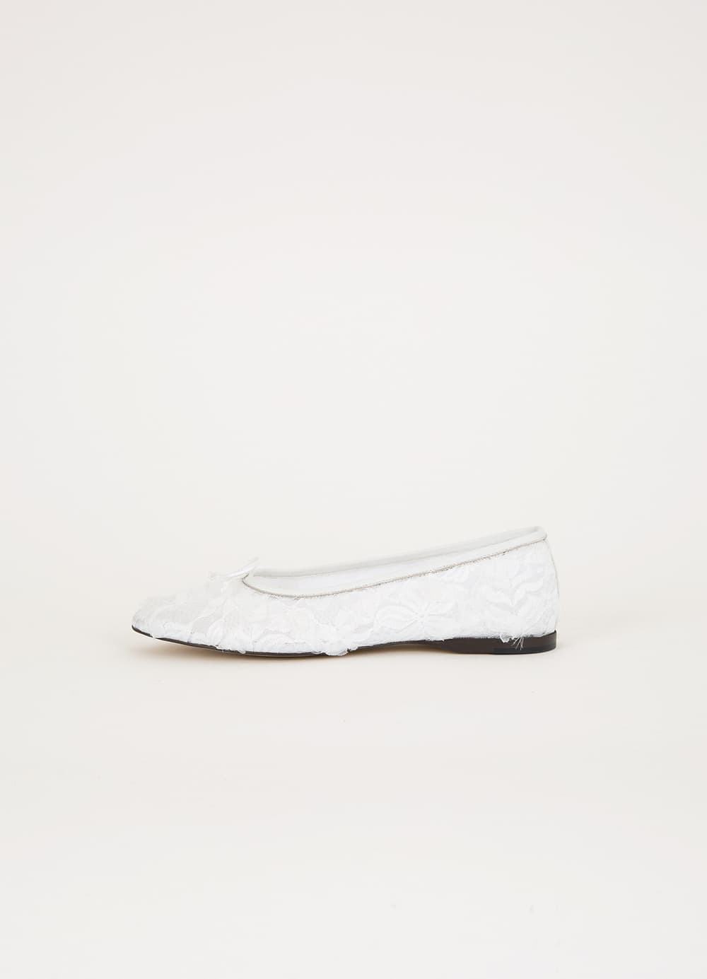 Mesh Flower-Jacqaurd Flats - Off White