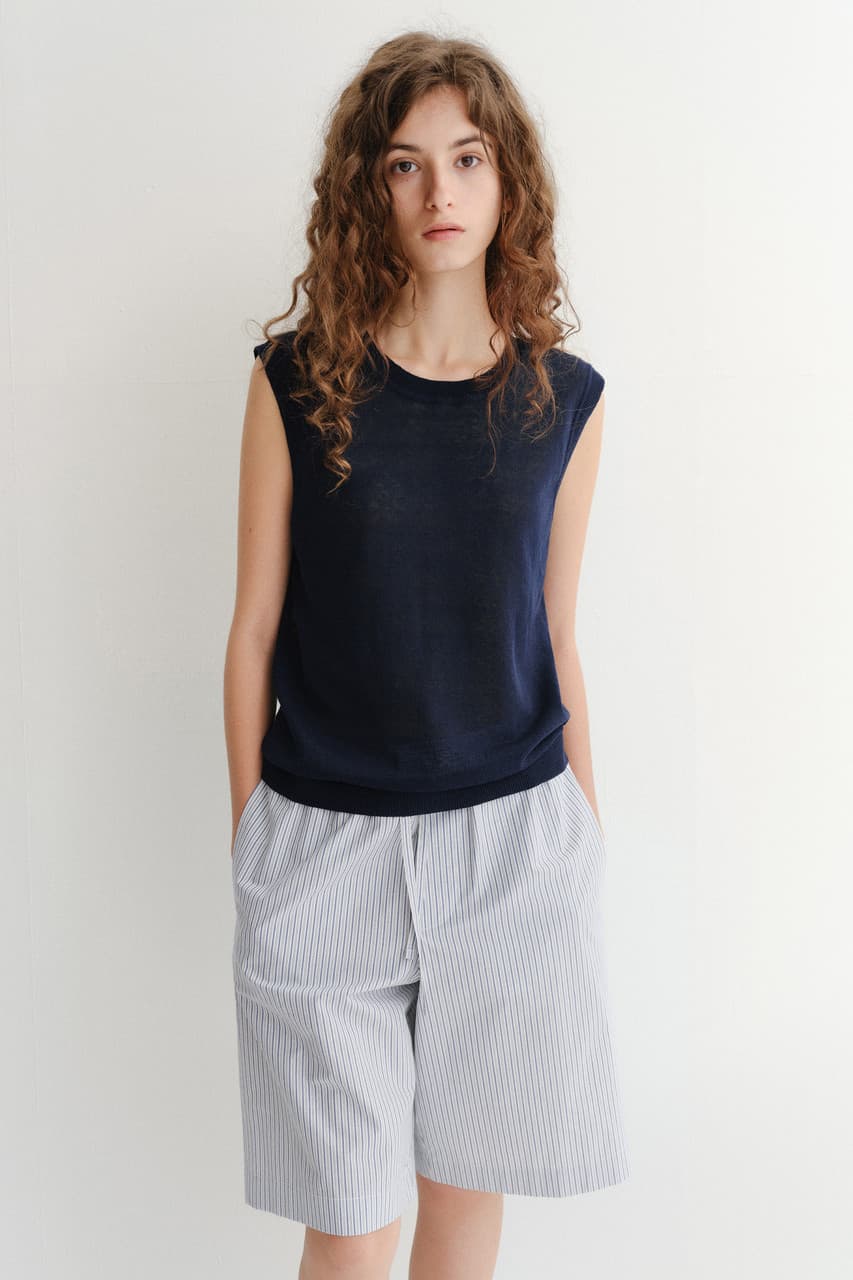 UNISEX SHEER LAYERING KNIT VEST NAVY_UDSW6B131N2