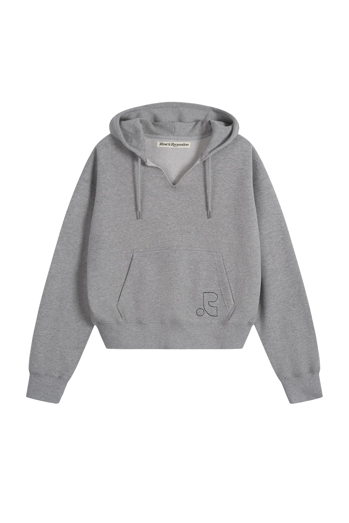 V-NECK CROPPED HOODIE - GREY