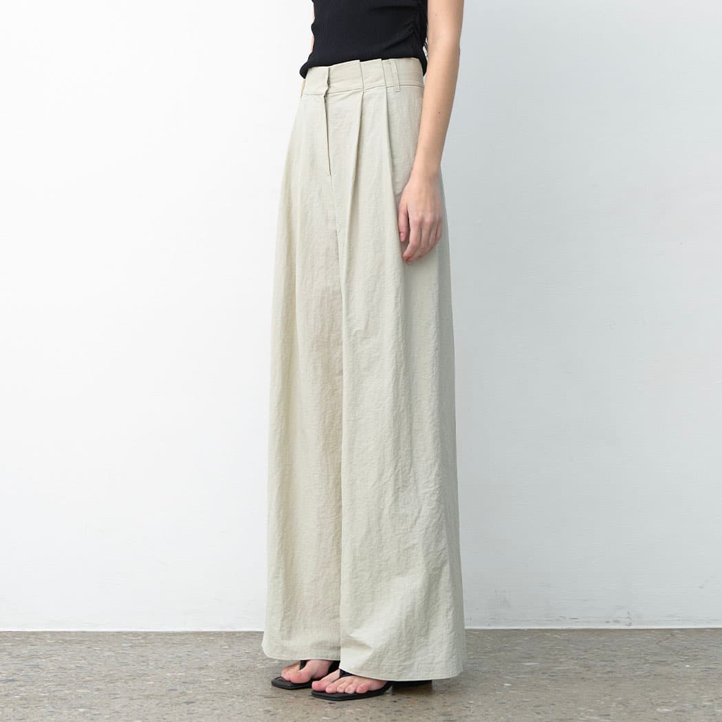 (PT-5668)MILA SET-UP FOLDING TUCK WIDE PANTS