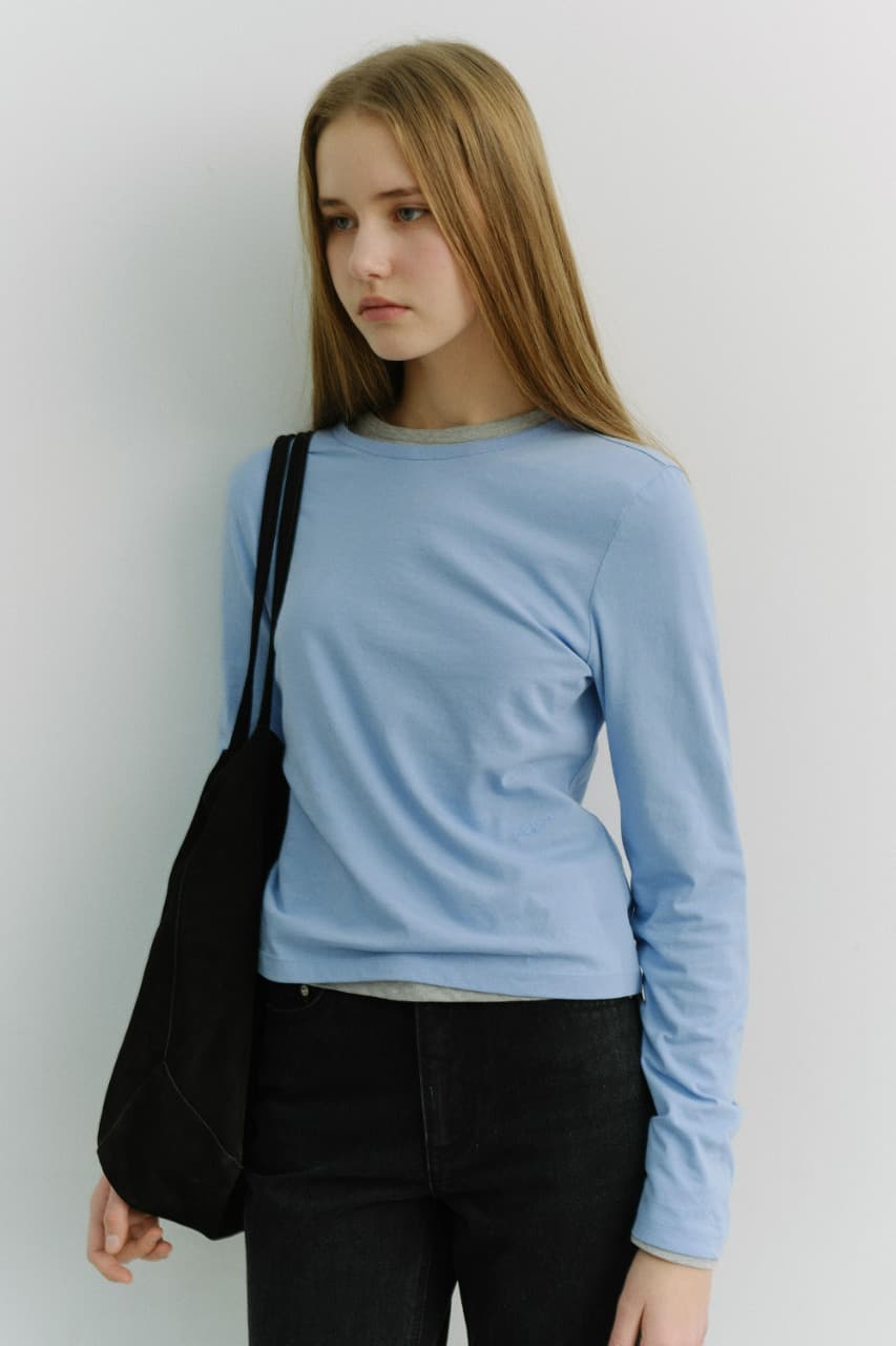 ESSENTIAL CREW-NECK T-SHIRT SOFT BLUE_UDTS6A202B2