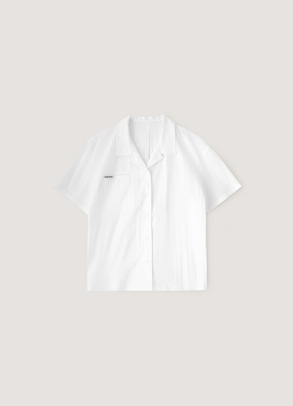 Open-Collar Crop Shirt - Off White