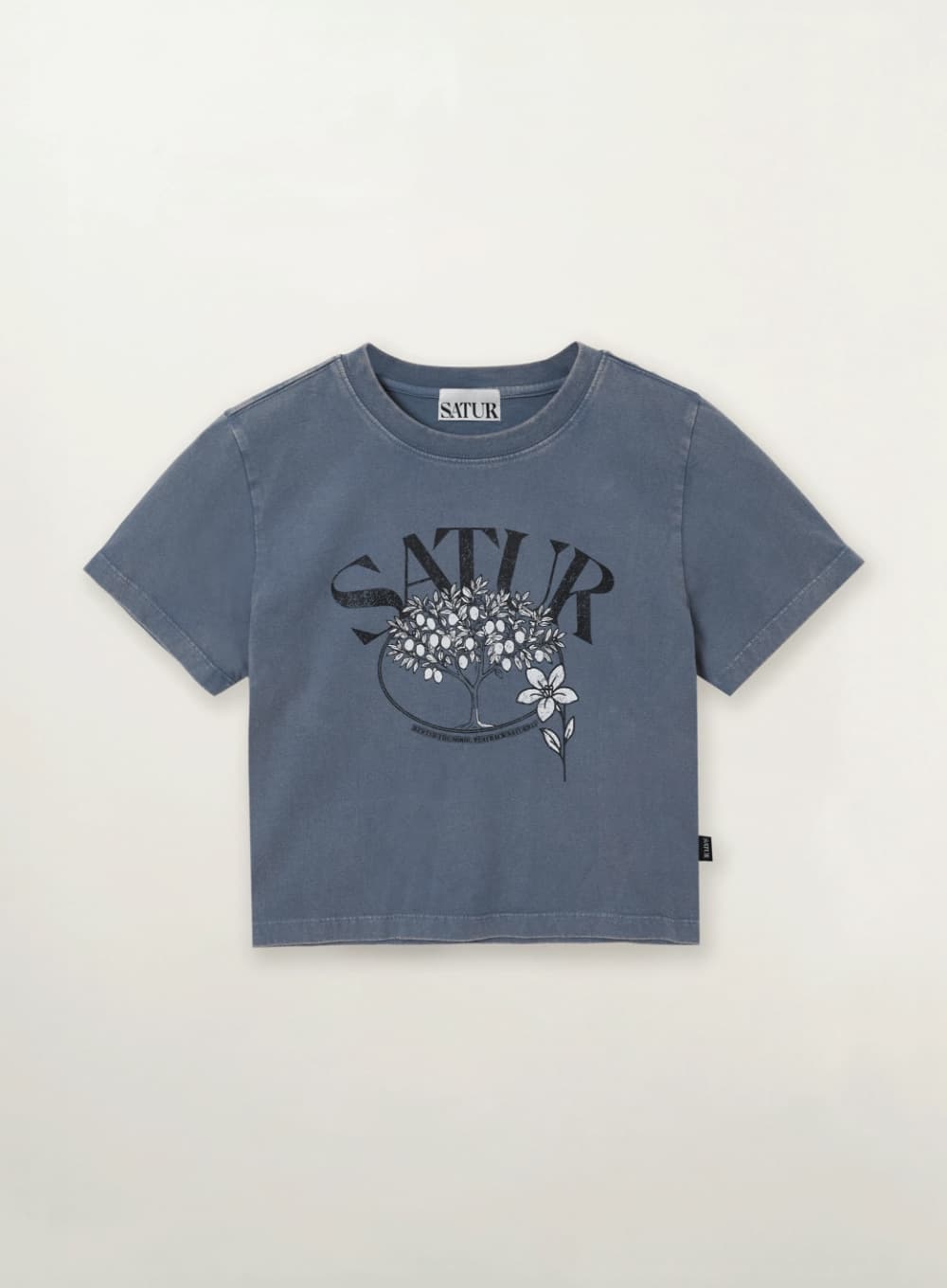 (W) Citron Tree Washed T-shirt - Navy